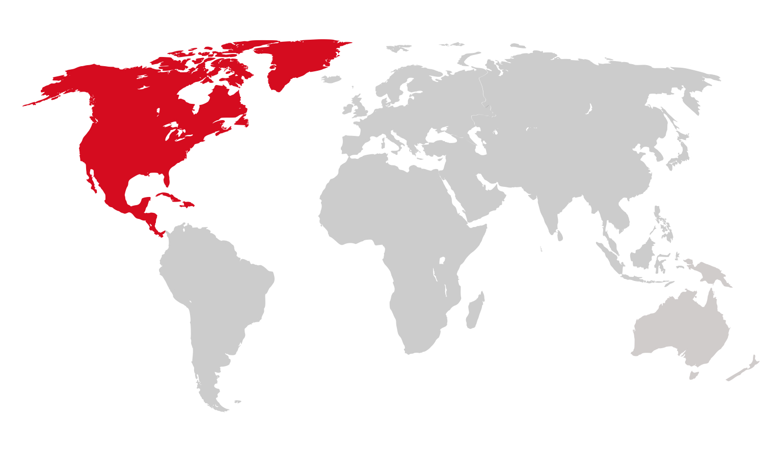 World map with North-America highlighted