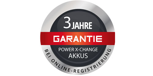 Three-year battery warranty on our Einhell Power-X-Change batteries.